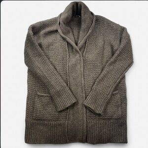 Vince Women’s Chunky Wool and Yak Blend Zippered Cardigan Gray Size Large